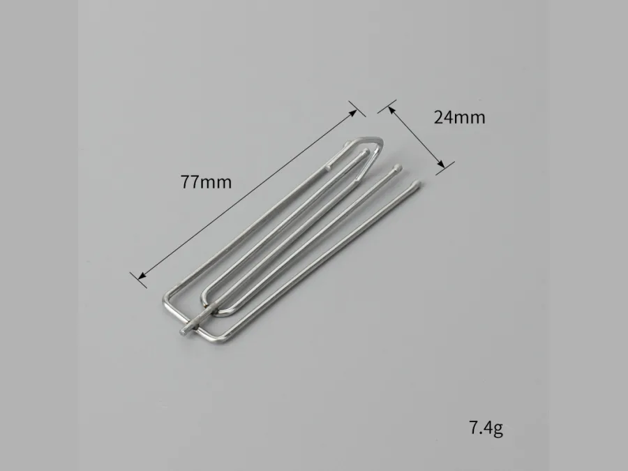 Metal pinch pleat curtain hook, 77 mm by 24 mm