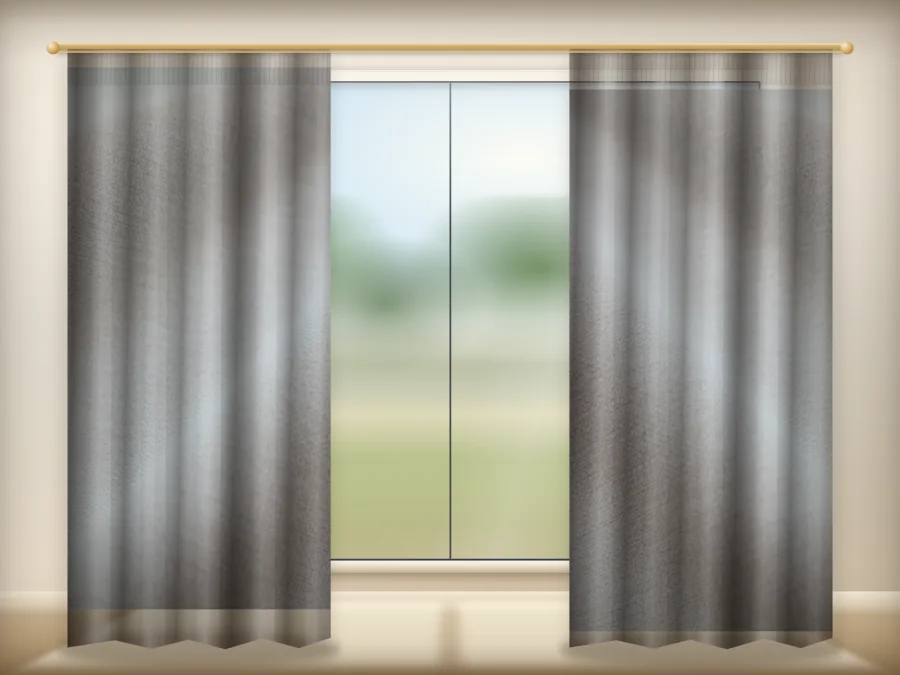 Dusty Apricot Taupe curtains drawn across a window in a plain room — a visualisation built from the catalogue 301 shade 301-11 photograph