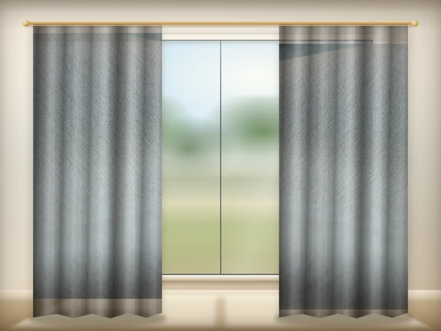 Straw Cream curtains drawn across a window in a plain room — a visualisation built from the catalogue 301 shade 301-14 photograph