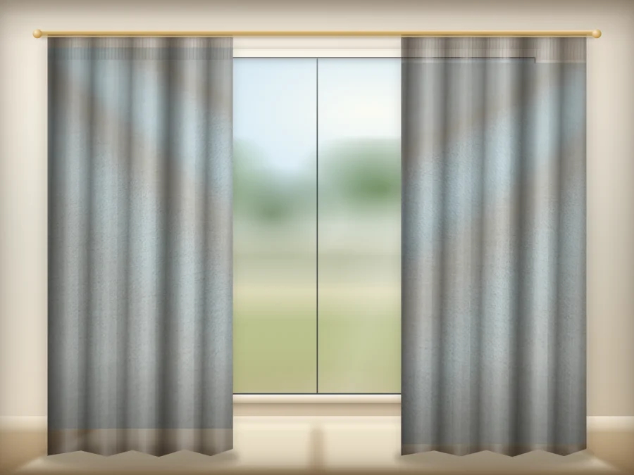 Vanilla Cream curtains drawn across a window in a plain room — a visualisation built from the catalogue 301 shade 301-13 photograph