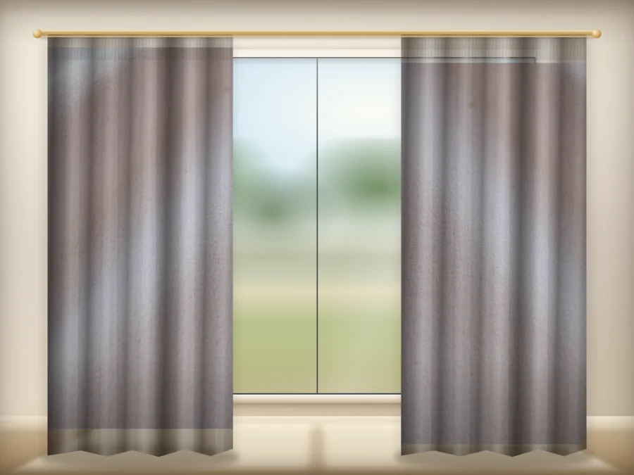 Naked Pink Beige curtains drawn across a window in a plain room — a visualisation built from the catalogue 302 shade 302-13 photograph
