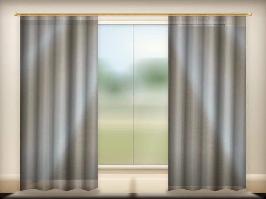 Natural Ivory Cream curtains drawn across a window in a plain room — a visualisation built from the catalogue 302 shade 302-03 photograph